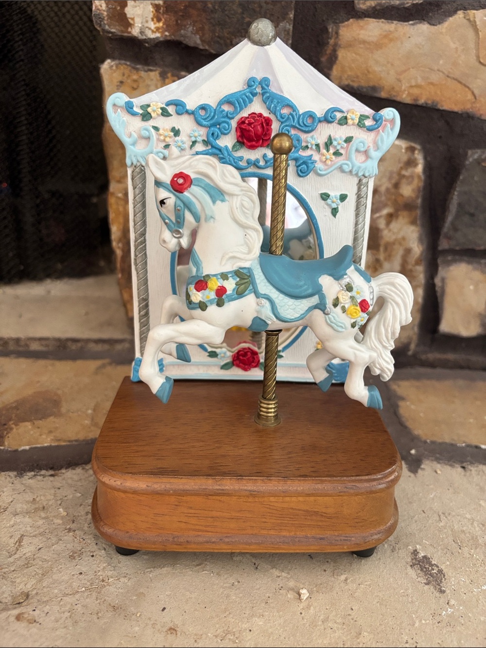 White & Blue Carousel Horse figurine